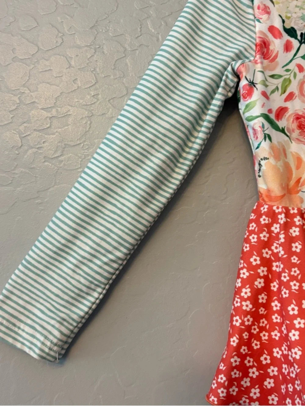 Cheeky Plum Farrah long sleeve coral and green floral leotard size 6